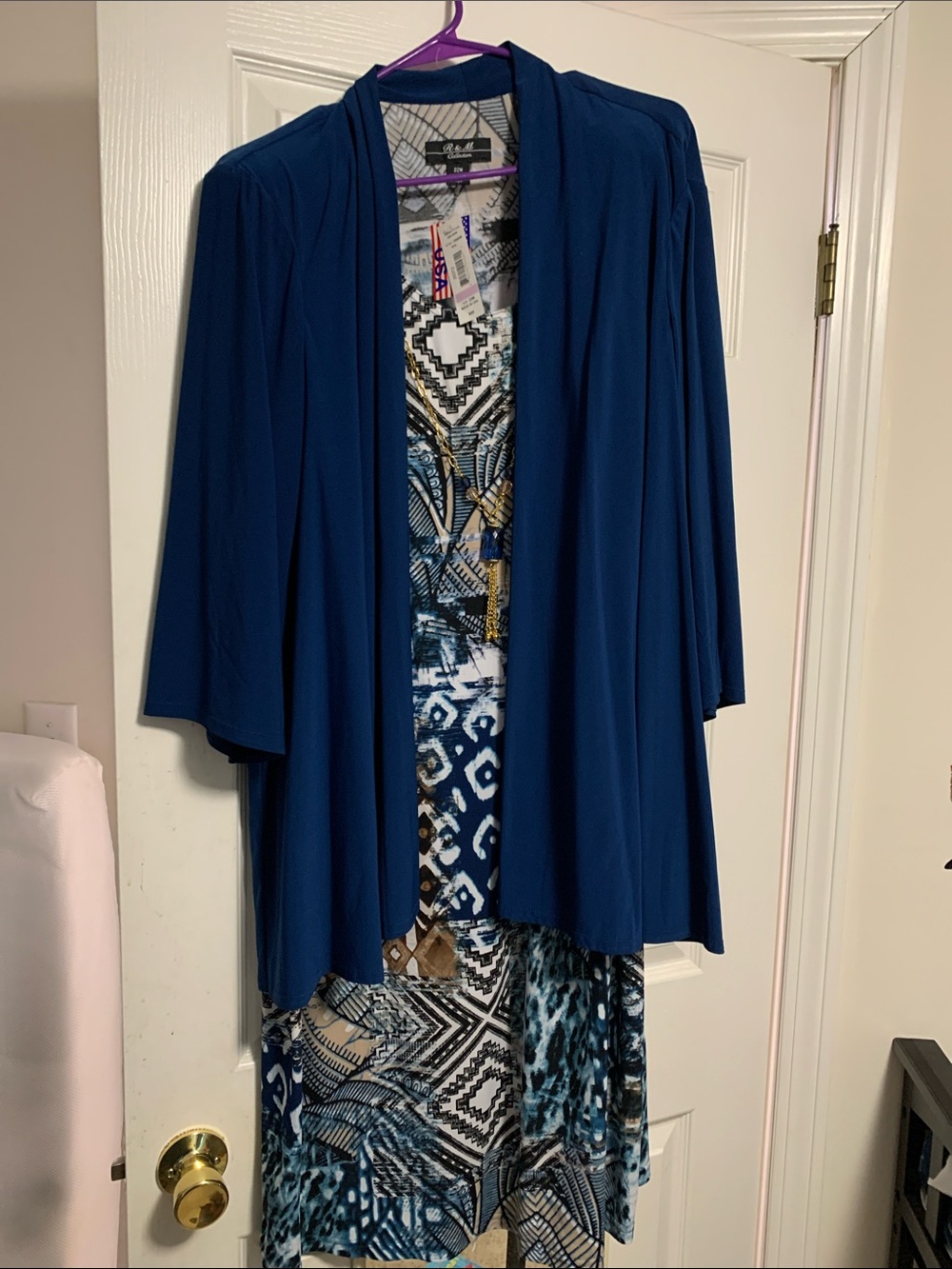 Classic Navy Midi Dress with Matching Jacket - Petite Sophistication